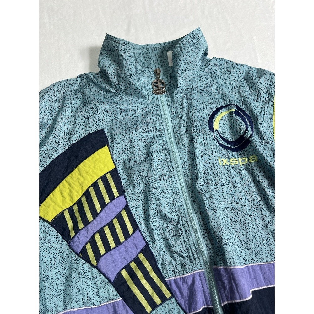 IXSPA Blue Colorblock Vintage Windbreaker Jacket Men's M Full Zip Long Sleeve